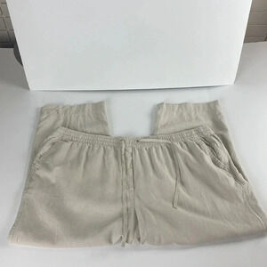 Cream casual linen blend relaxed fit lounge pullon elastic waist pants sz 3X